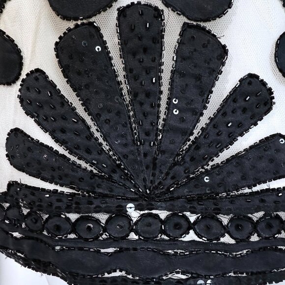 Art Deco inspired beaded black and ivory sheath dress - Picture 5 of 6